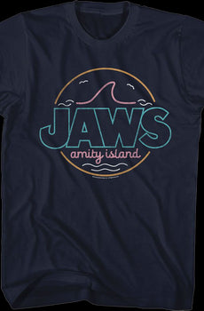 Neon Amity Island Sign Jaws T-Shirt