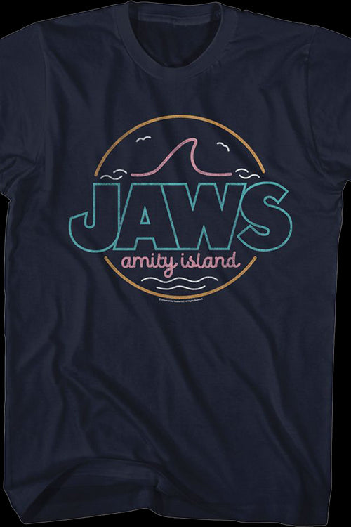 Neon Amity Island Sign Jaws T-Shirtmain product image