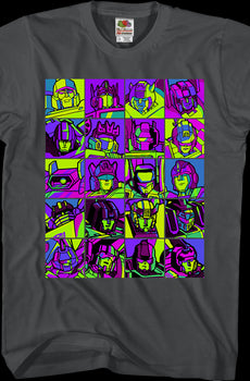 Neon Pop Art Robot Collage Transformers T-Shirt