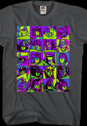 Neon Pop Art Robot Collage Transformers T-Shirt