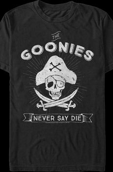 Never Say Die Pirate Logo Goonies T-Shirt