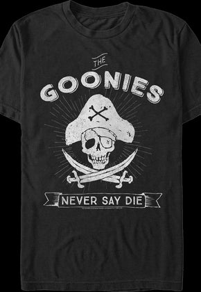Never Say Die Pirate Logo Goonies T-Shirt