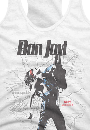Ladies New Jersey Map Bon Jovi Racerback Tank Top