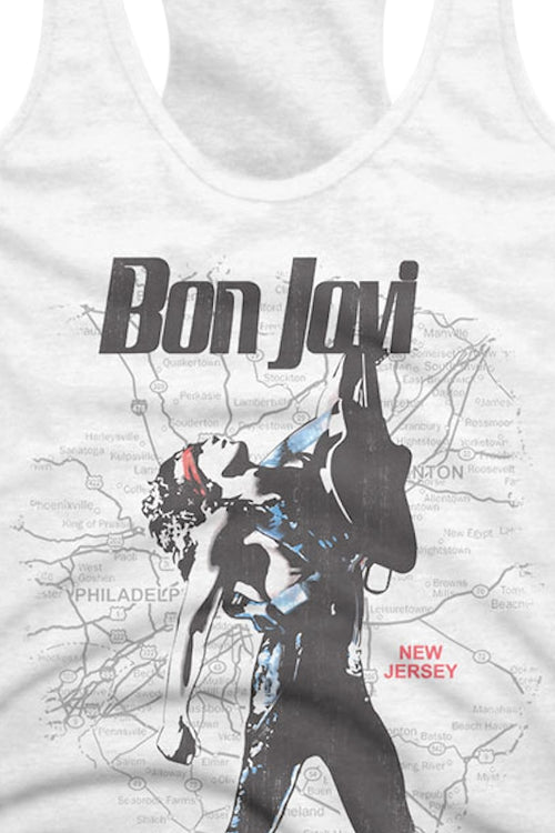 Ladies New Jersey Map Bon Jovi Racerback Tank Topmain product image