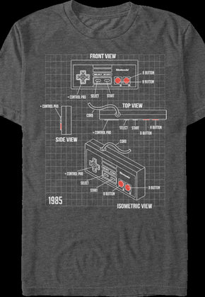 Nintendo Controller Schematic T-Shirt