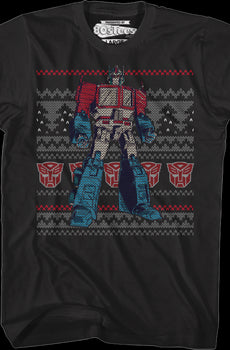 Optimus Prime Faux Ugly Christmas Sweater Transformers T-Shirt