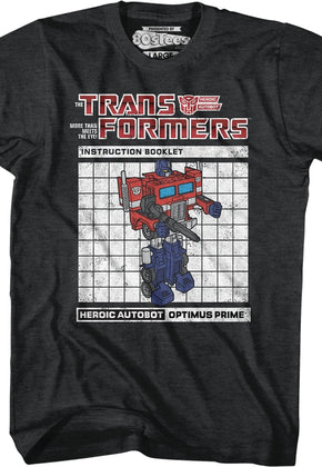 Optimus Prime Instruction Booklet Transformers T-Shirt
