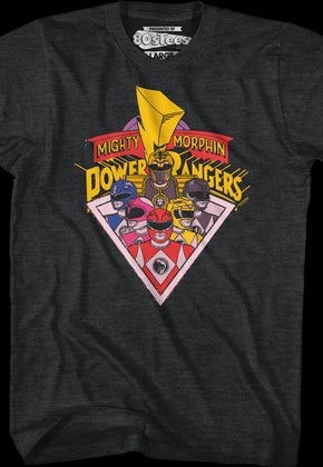 Rangers And Logo Mighty Morphin Power Rangers T-Shirt