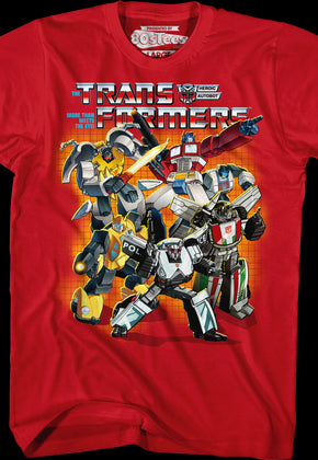 Red Autobots Collage Transformers T-Shirt