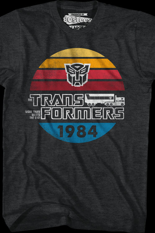 Retro 1984 Stripes Autobots Logo Transformers T-Shirtmain product image