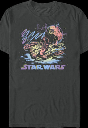 Retro Neon Millennium Falcon Star Wars T-Shirt