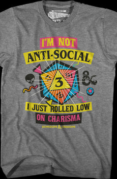 Graphite Heather Rolled Low On Charisma Dungeons & Dragons T-Shirt