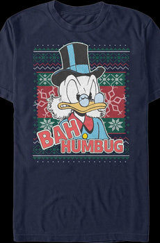 Scrooge McDuck Bah Humbug Faux Ugly Christmas Sweater Disney T-Shirt