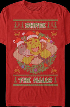 Shrek The Halls Faux Ugly Christmas Sweater Shrek T-Shirt