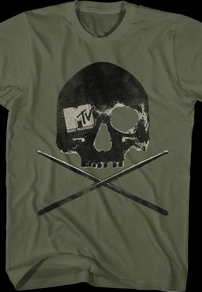 Skull And Drum Sticks MTV Shirt