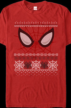 Spider-Man Mask Faux Ugly Christmas Sweater Marvel Comics T-Shirt
