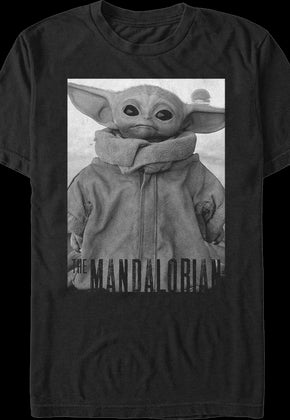 Star Wars The Mandalorian The Child Black And White Portrait T-Shirt