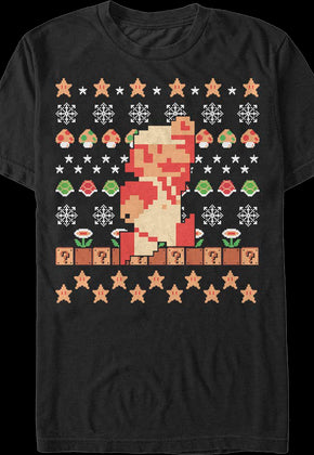 Super Mario Faux Ugly Christmas Sweater Nintendo T-Shirt