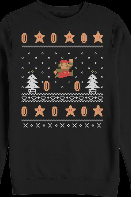 Super Mario Jump Faux Ugly Christmas Sweater Nintendo Sweatshirtmain product image