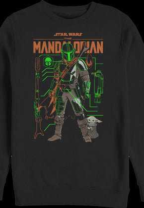 The Mandalorian And The Child Outlines Star Wars Sweatshirt