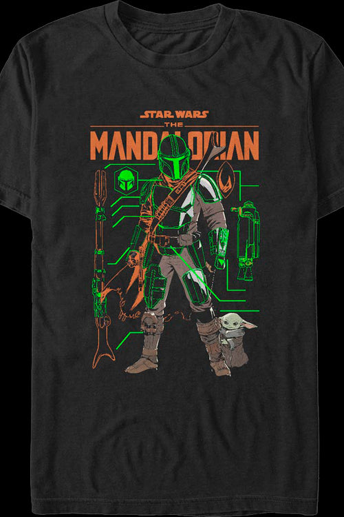 The Mandalorian And The Child Outlines Star Wars T-Shirtmain product image