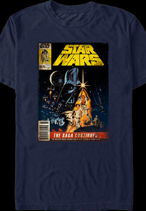The Saga Continues Comic Book Cover Star Wars T-Shirt