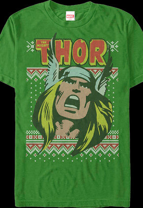 Thor Faux Ugly Christmas Sweater Marvel Comics T-Shirt