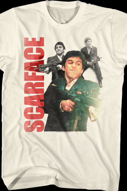 Tony Montana Shooting Collage Scarface T-Shirtmain product image