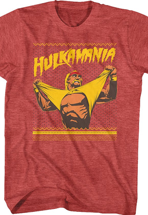 Ugly Faux Knit Hulk Hogan Christmas T-Shirt