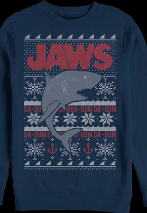 Ugly Faux Knit Jaws Christmas Sweatshirt
