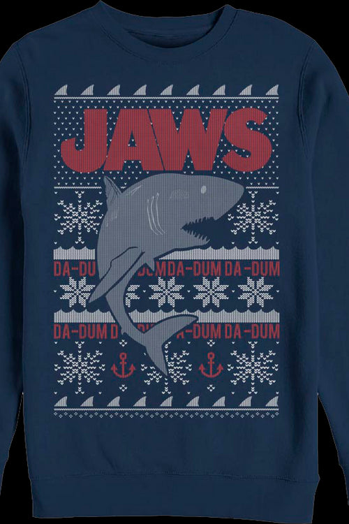 Ugly Faux Knit Jaws Christmas Sweatshirtmain product image