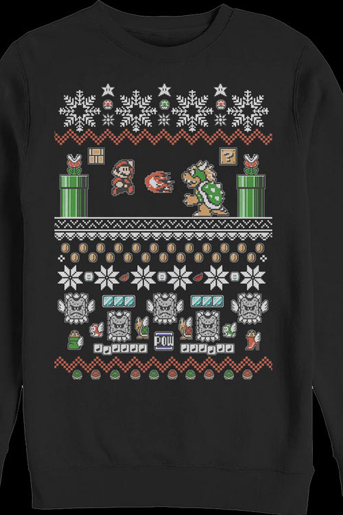 Ugly Faux Knit Mario and Bowser Nintendo Sweatshirtmain product image