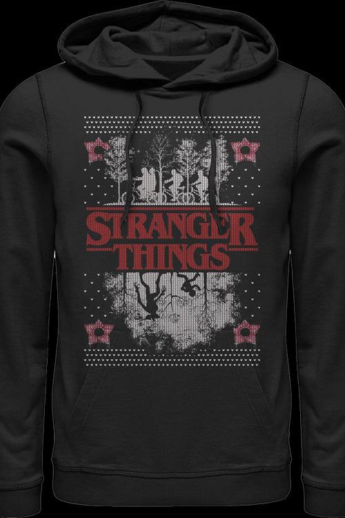 Upside Down Faux Ugly Christmas Sweater Stranger Things Hoodiemain product image