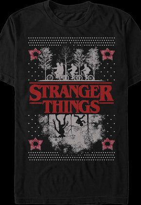 Upside Down Faux Ugly Christmas Sweater Stranger Things T-Shirt