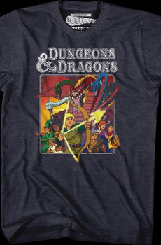 Navy Heather Cartoon Characters Dungeons & Dragons T-Shirt