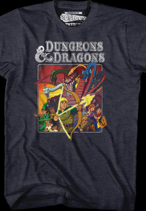 Navy Heather Cartoon Characters Dungeons & Dragons T-Shirt