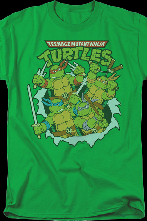 Vintage Green Group Photo Teenage Mutant Ninja Turtles T-Shirtmain product image