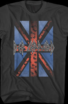 Vintage Leopard Print Flag Def Leppard T-Shirt