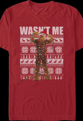 Wasn't Me Chewbacca Faux Ugly Christmas Sweater Star Wars T-Shirt