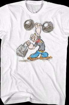 Weightlifting Sketch Popeye T-Shirt