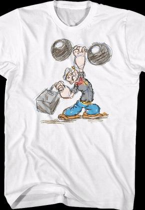Weightlifting Sketch Popeye T-Shirt