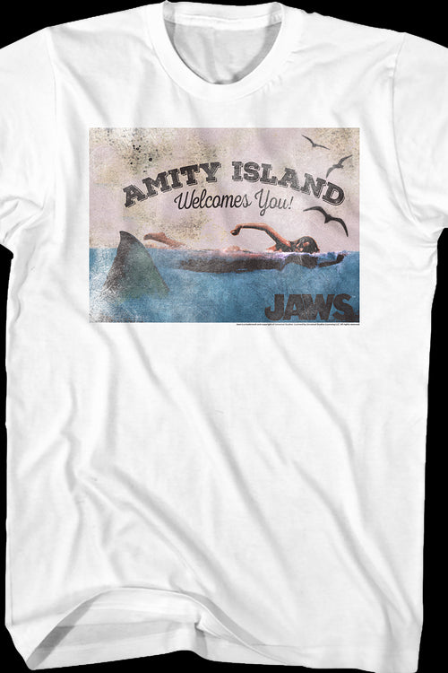 Welcome To Amity Island Postcard Jaws T-Shirtmain product image