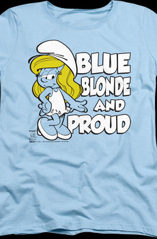 Womens Blue Blonde And Proud Smurfs Shirt