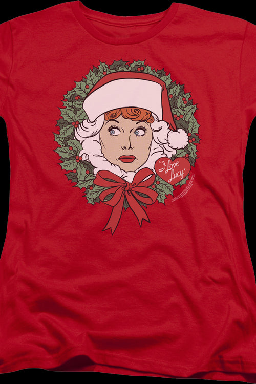 Womens Christmas Wreath I Love Lucy Shirtmain product image