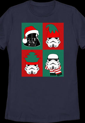 Womens Darth Vader & Stormtroopers Christmas Collage Star Wars Shirt