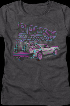Womens DeLorean Neon Outline Back To The Future Shirt