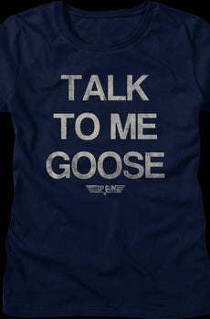 Womens Distressed Talk To Me Goose Top Gun Shirt