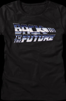 Womens Faux Chrome Logo Back To The Future Shirt