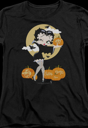 Womens Halloween Pumpkin Patch Betty Boop Shirt