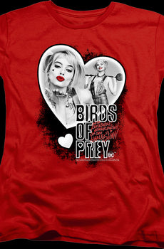 Womens Harley Quinn Heart Collage Birds Of Prey Shirt